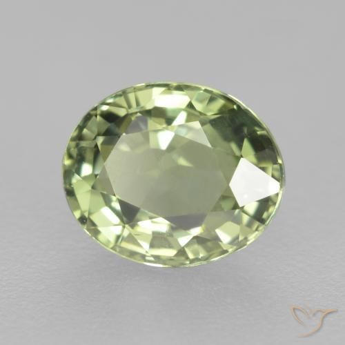 Zaffiro Verde chiaro naturale da 0.78 ct, Ovale, VVS-VS