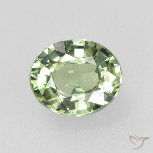 0.75ct Naturale Verde foresta chiaro Zaffiro, Ovale, VVS-VS
