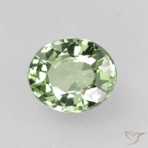 Zaffiro Verde foresta chiaro naturale da 0.75 ct, Ovale, VVS-VS