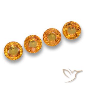Gemme di Zaffiro Arancione scuro naturale da 2.45 ct, Rotondo, VVS-VS