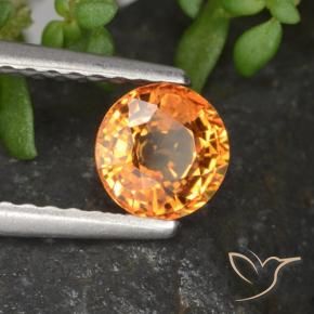 Zaffiro Arancia Fuoco naturale da 0.72 ct, Rotondo, VVS-VS