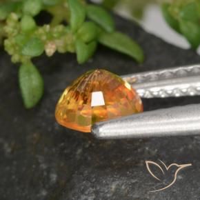 Zaffiro Arancia Fuoco naturale da 0.72 ct, Rotondo, VVS-VS