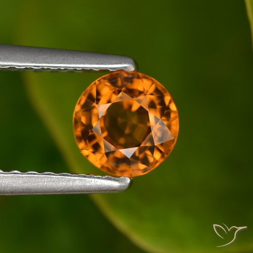 0.88ct Naturale Arancio medio-scuro Zaffiro, Rotondo, VVS-VS
