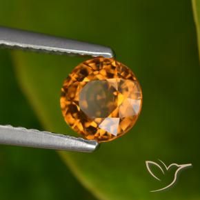 Zaffiro Arancio medio-scuro naturale da 0.88 ct, Rotondo, VVS-VS