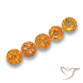 Gemme di Zaffiro Arancio intenso-OroG naturale da 2.86 ct, Rotondo, VS