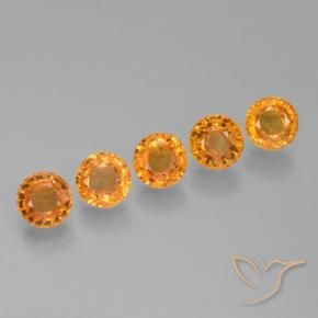 Gemme di Zaffiro Arancio intenso-OroG naturale da 3.27 ct, Rotondo, VVS-VS