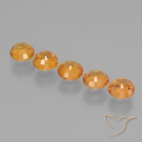 Gemme di Zaffiro Arancio intenso-OroG naturale da 3.27 ct, Rotondo, VVS-VS