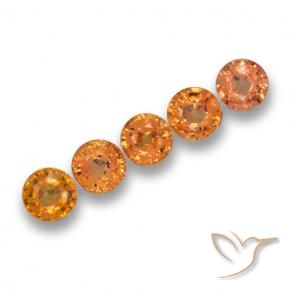 Gemme di Zaffiro Arancio Medio naturale da 2.95 ct, Rotondo, VVS-VS