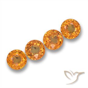Gemme di Zaffiro Arancio intenso-OroG naturale da 2.33 ct, Rotondo, VVS-VS