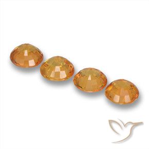 Gemme di Zaffiro Arancio intenso-OroG naturale da 2.33 ct, Rotondo, VVS-VS