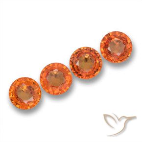 Gemme di Zaffiro Arancione rossastra naturale da 2.19 ct, Rotondo, VVS-VS