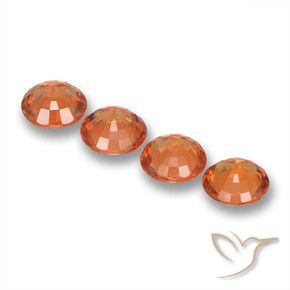 Gemme di Zaffiro Arancione rossastra naturale da 2.19 ct, Rotondo, VVS-VS