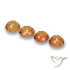 Gemme di Zaffiro Arancio Medio naturale da 2.85 ct, Rotondo, VVS-VS