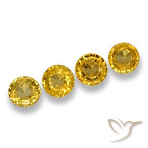 Gemme di Zaffiro Giallo intenso naturale da 2.32 ct, Rotondo, VVS-VS