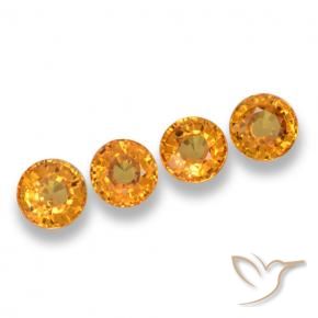 Gemme di Zaffiro Arancio intenso-OroG naturale da 2.62 ct, Rotondo, VVS-VS