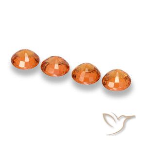 Gemme di Zaffiro Arancione scuro naturale da 2.35 ct, Rotondo, VVS-VS
