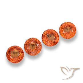 Gemme di Zaffiro Arancio Medio naturale da 2.25 ct, Rotondo, VVS-VS