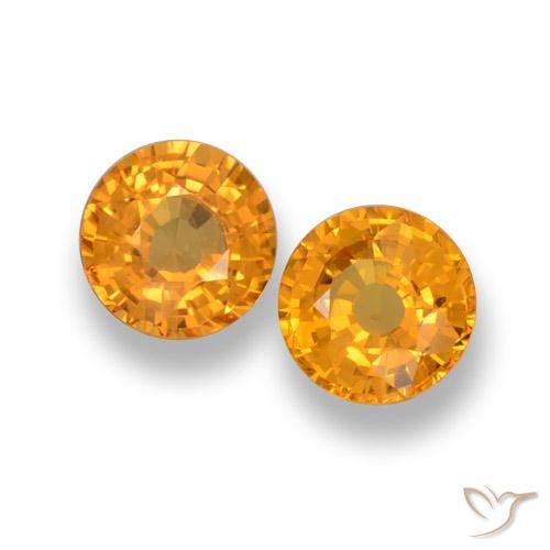 1.27ctw Naturale Arancio intenso-OroG Zaffiro, Rotondo, VVS-VS