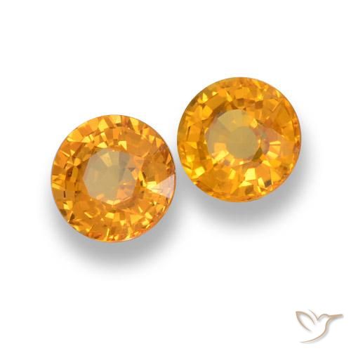 Gemme di Zaffiro Arancio intenso-OroG naturale da 1.27 ct, Rotondo, VVS-VS
