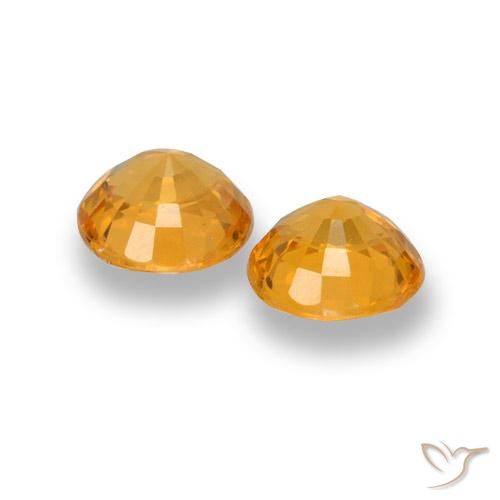 Gemme di Zaffiro Arancio intenso-OroG naturale da 1.27 ct, Rotondo, VVS-VS