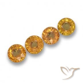 Gemme di Zaffiro Arancio intenso-OroG naturale da 2.34 ct, Rotondo, VVS-VS
