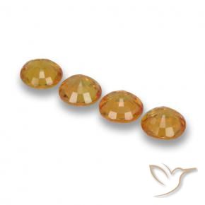 Gemme di Zaffiro Arancio intenso-OroG naturale da 2.34 ct, Rotondo, VVS-VS