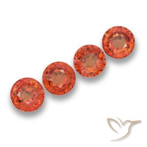 Gemme di Zaffiro Arancio Medio naturale da 2.46 ct, Rotondo, VVS-VS