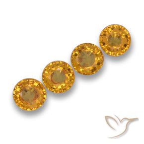 Gemme di Zaffiro Arancio intenso-OroG naturale da 2.20 ct, Rotondo, VVS-VS