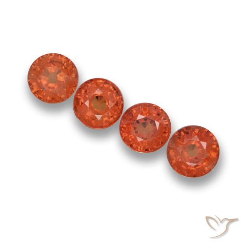 Gemme di Zaffiro Arancione rossastra naturale da 2.30 ct, Rotondo, VVS-VS