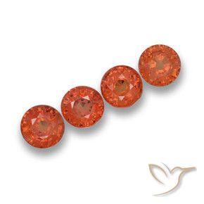 Gemme di Zaffiro Arancione rossastra naturale da 2.30 ct, Rotondo, VVS-VS