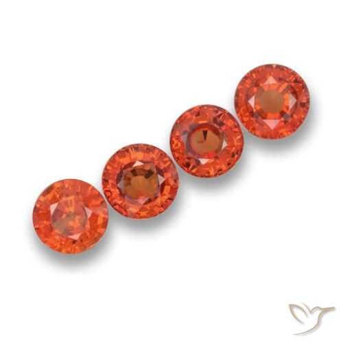 Gemme di Zaffiro Arancio caldo naturale da 2.66 ct, Rotondo, VVS-VS