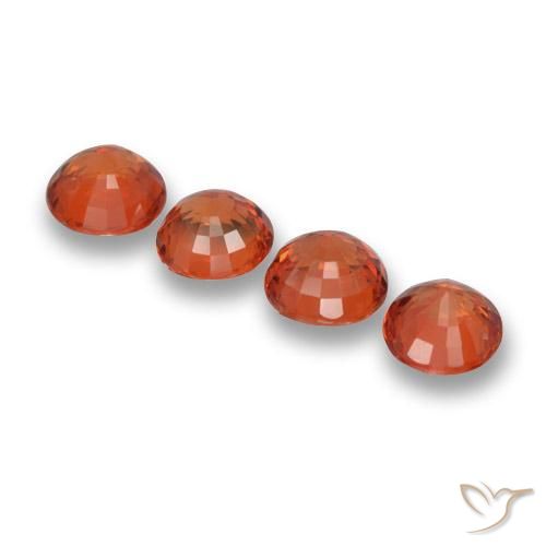 Gemme di Zaffiro Arancio caldo naturale da 2.66 ct, Rotondo, VVS-VS