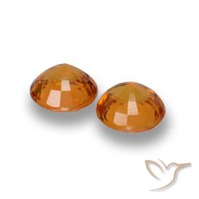 Gemme di Zaffiro Arancio Medio naturale da 1.23 ct, Rotondo, VVS-VS
