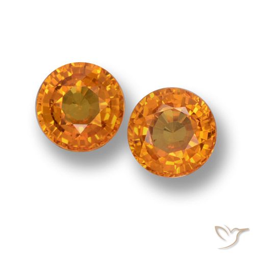 1.11ctw Naturale Arancio Medio Zaffiro, Rotondo, VVS-VS