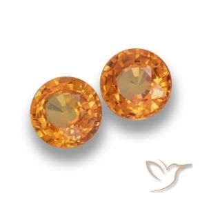 Gemme di Zaffiro Arancio Medio naturale da 1.18 ct, Rotondo, VVS-VS