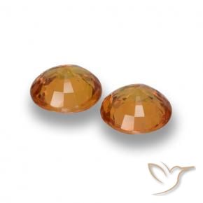 Gemme di Zaffiro Arancio Medio naturale da 1.18 ct, Rotondo, VVS-VS