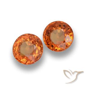 Gemme di Zaffiro Arancio Medio naturale da 1.25 ct, Rotondo, VVS-VS
