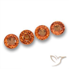 Gemme di Zaffiro Arancione scuro naturale da 2.36 ct, Rotondo, VVS-VS