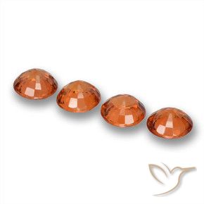 Gemme di Zaffiro Arancione rossastra naturale da 2.37 ct, Rotondo, VVS-VS