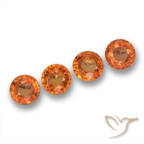 Gemme di Zaffiro Arancione brillante naturale da 2.42 ct, Rotondo, VVS-VS