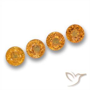 Gemme di Zaffiro Arancio Medio naturale da 3.10 ct, Rotondo, VVS-VS