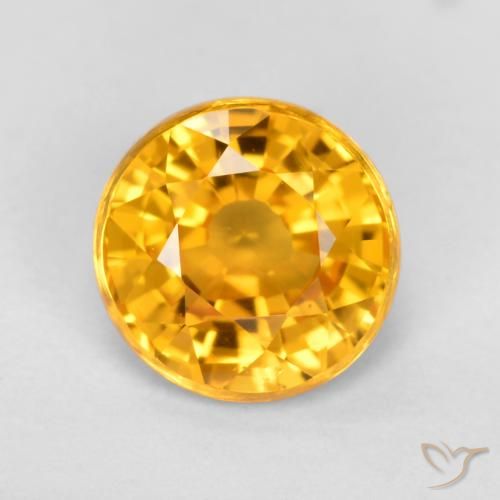 Zaffiro Arancio Medio naturale da 0.83 ct, Rotondo, VVS-VS
