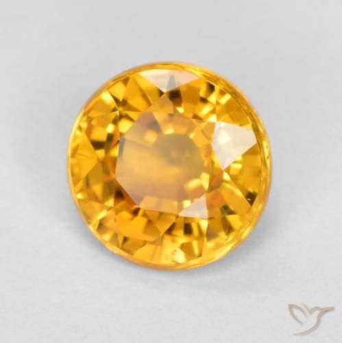Zaffiro Arancio Medio naturale da 0.83 ct, Rotondo, VVS-VS