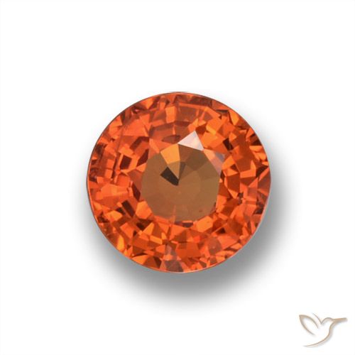 0.59ct Naturale Arancio Medio Zaffiro, Rotondo, VVS-VS