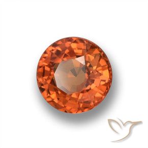 Zaffiro Arancio Medio naturale da 0.59 ct, Rotondo, VVS-VS