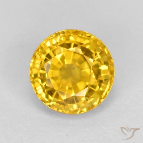 Zaffiro Dorato naturale da 0.75 ct, Rotondo, VVS-VS