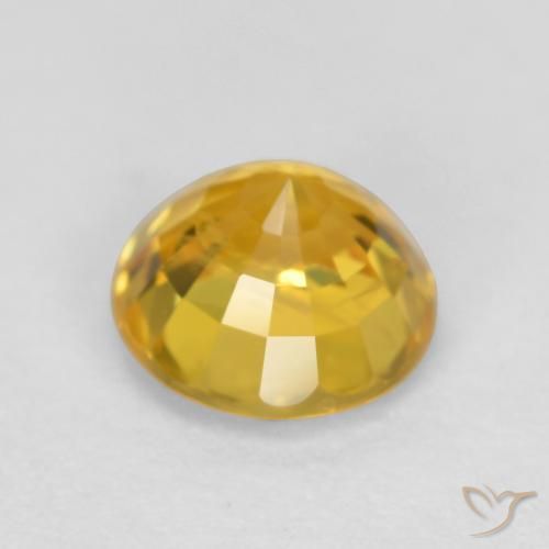 Zaffiro Dorato naturale da 0.75 ct, Rotondo, VVS-VS