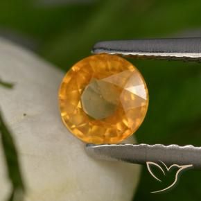 Zaffiro Arancio intenso-OroG naturale da 0.58 ct, Rotondo, VS