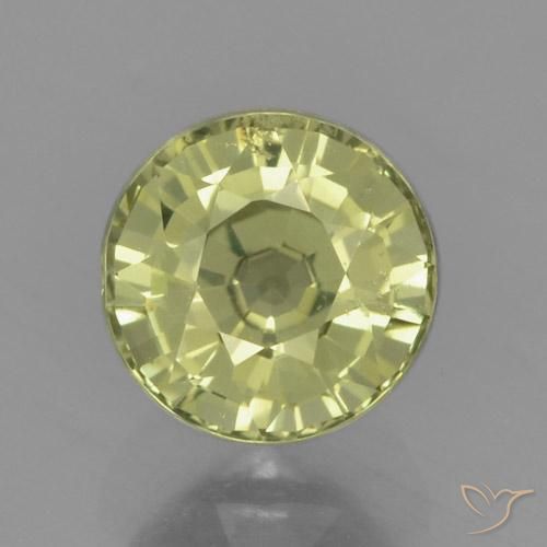 0.84ct Naturale Giallo verdastro Zaffiro, Rotondo, VS