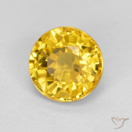 Zaffiro Dorato naturale da 0.69 ct, Rotondo, VVS-VS